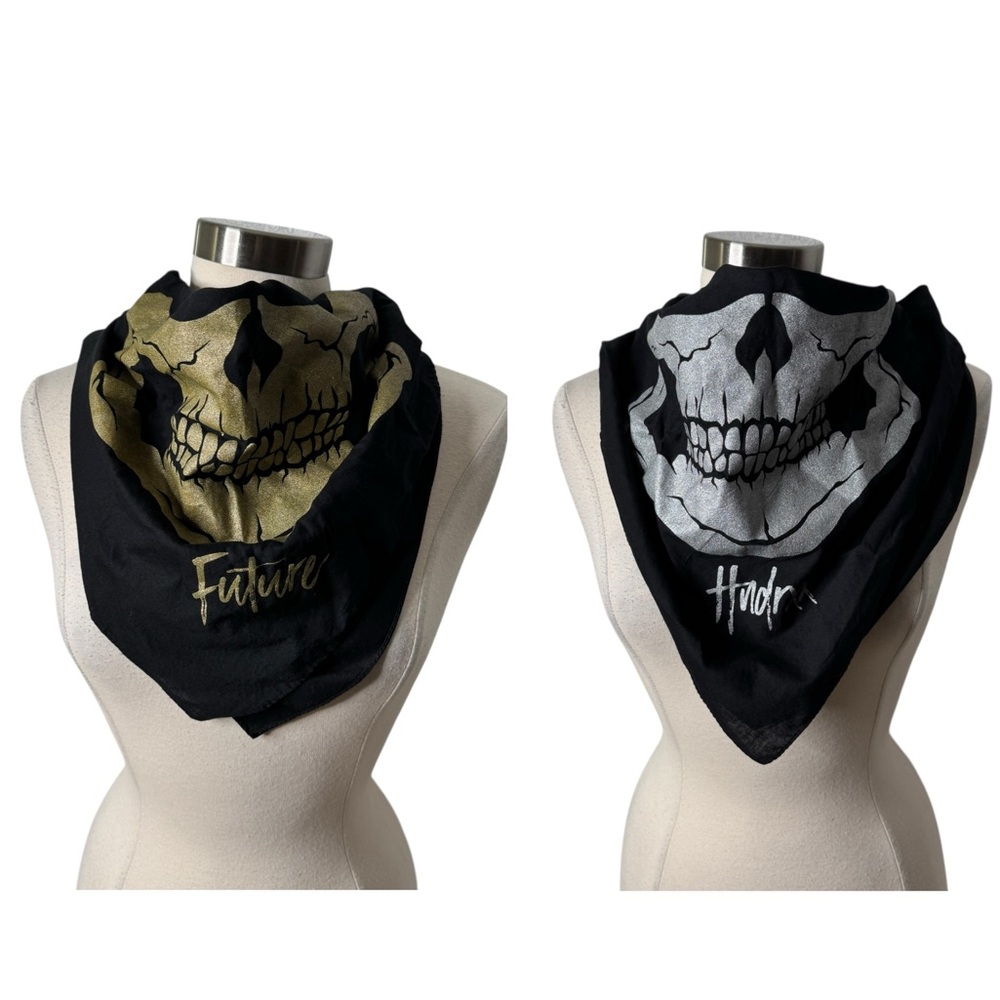 Future Hndrxx Double Skull Metallic Silver Gold‎ Bandana